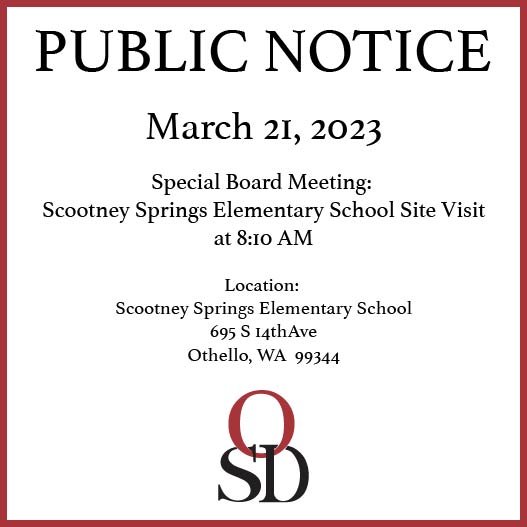  PUBLIC NOTICE: SPECIAL BOARD MEETING
